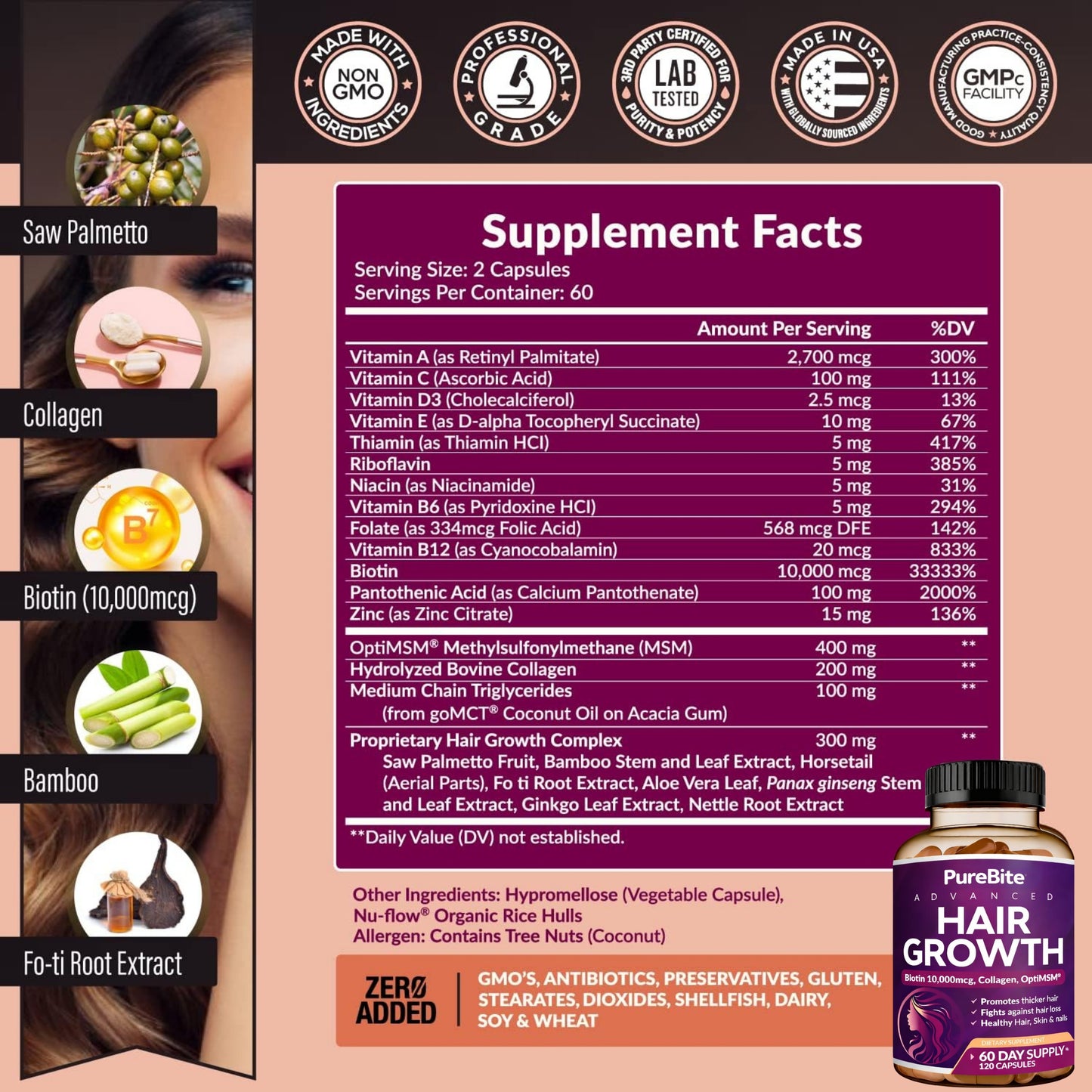 PureBite™ Hair Growth Vitamins for Women